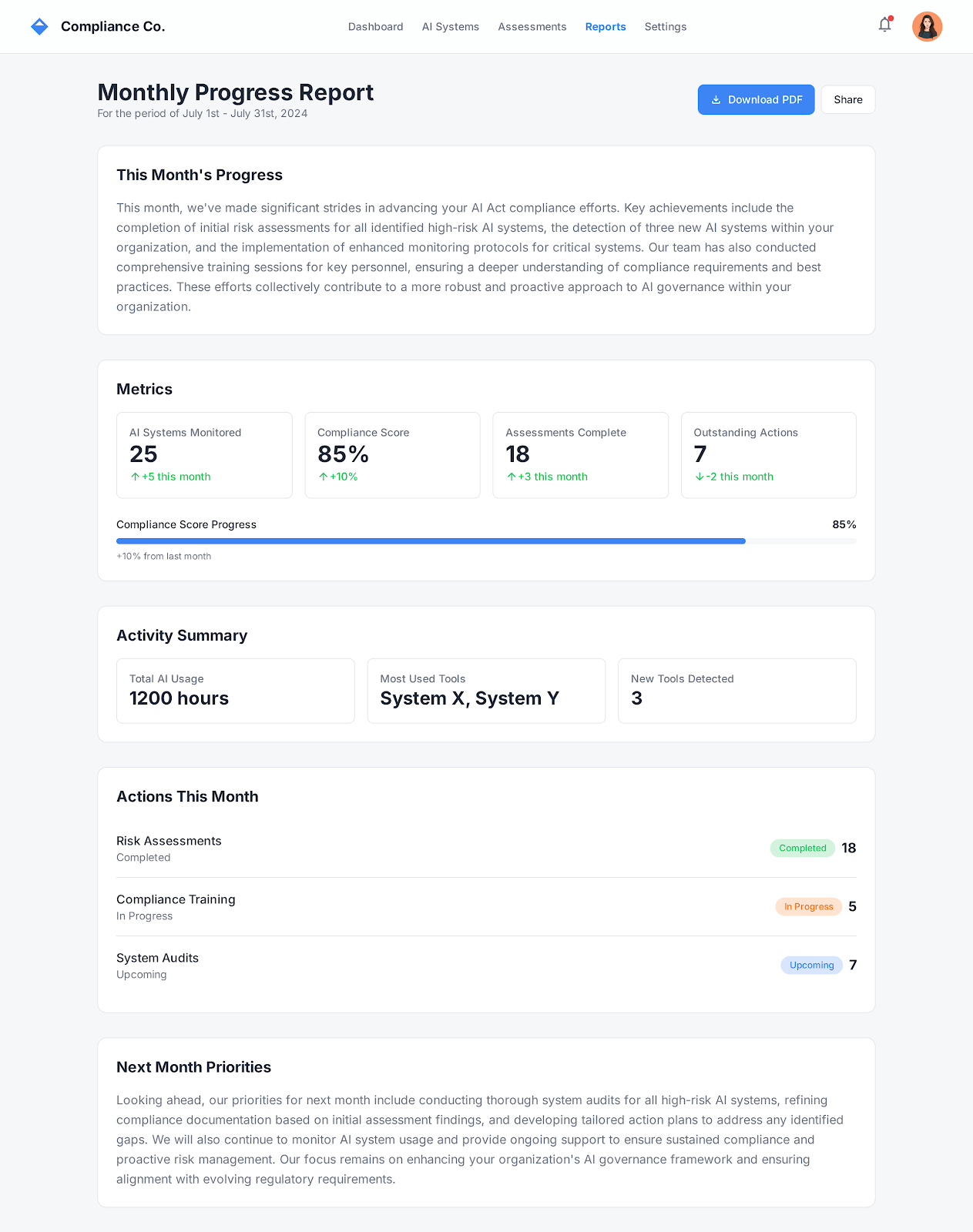 Continuous Monitoring Dashboard
